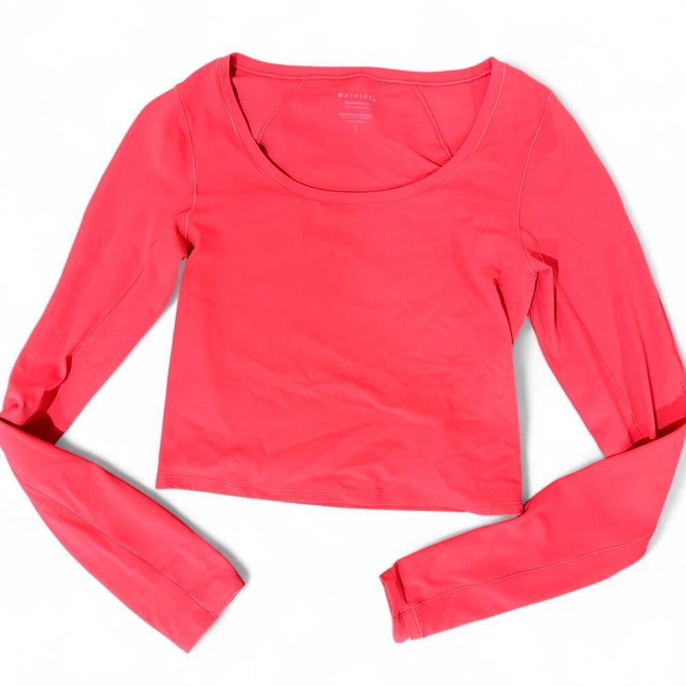Athleta Transcend Long Sleeve Top Hot Pink NWT Size Small Athleisure Gym